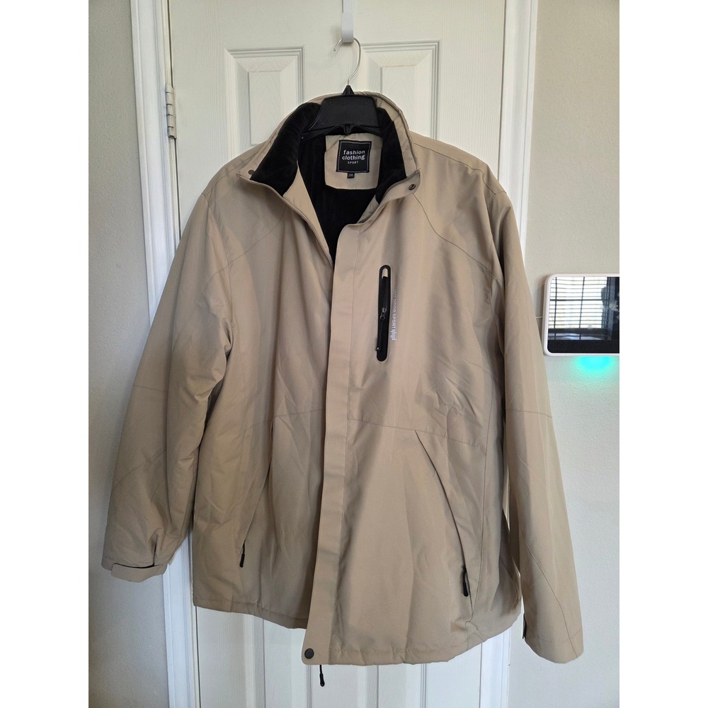 Fashion Clothing Sport Mens 2XL Tan Outdoor Jacket Waterproof Detachable Hood